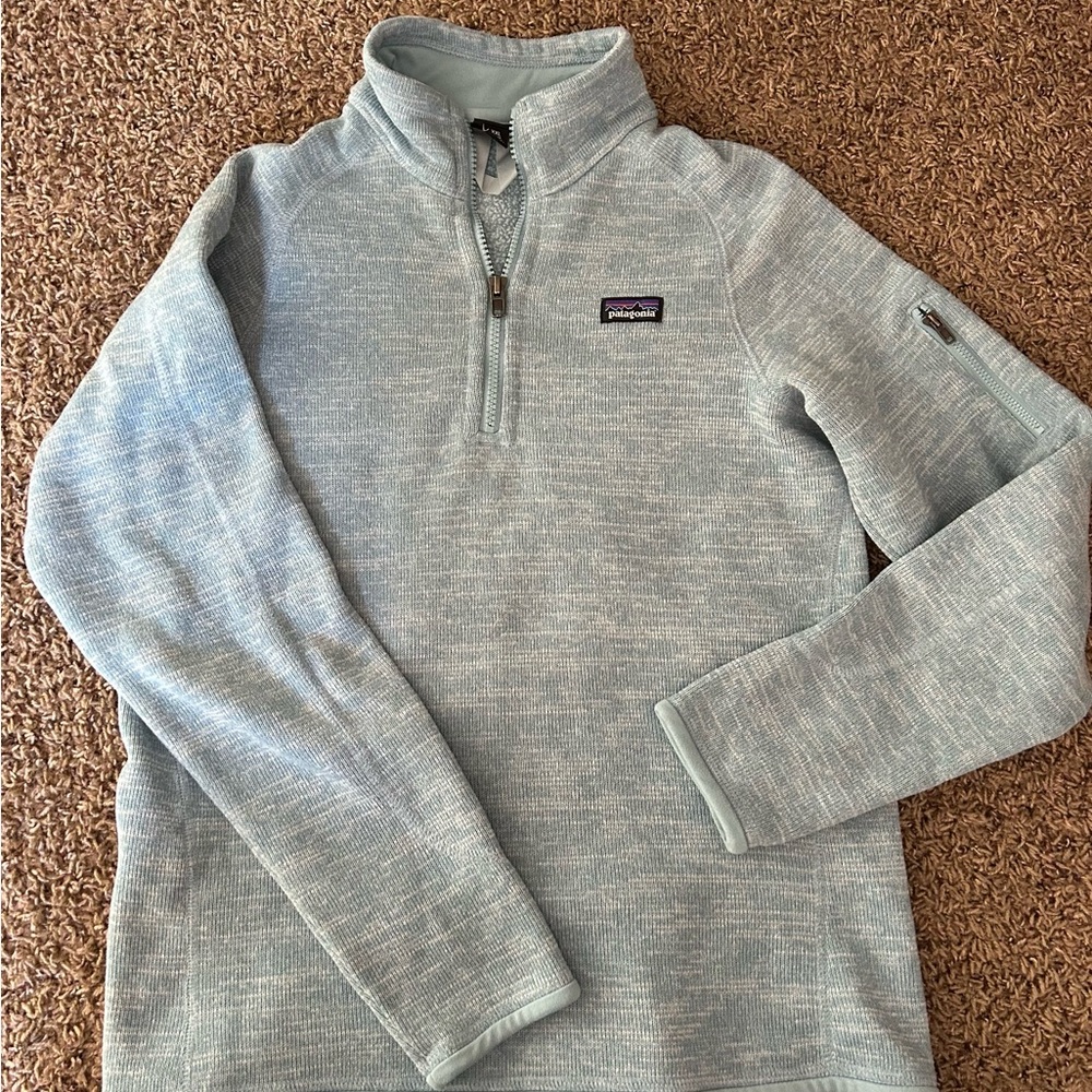 Patagonia Girls Light Blue Quarter-Zip Sweater